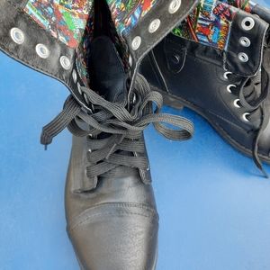 NEW MARVEL BLACK COMBAT BOOTS FOLD-OVER WOMEN'S SIZE 7